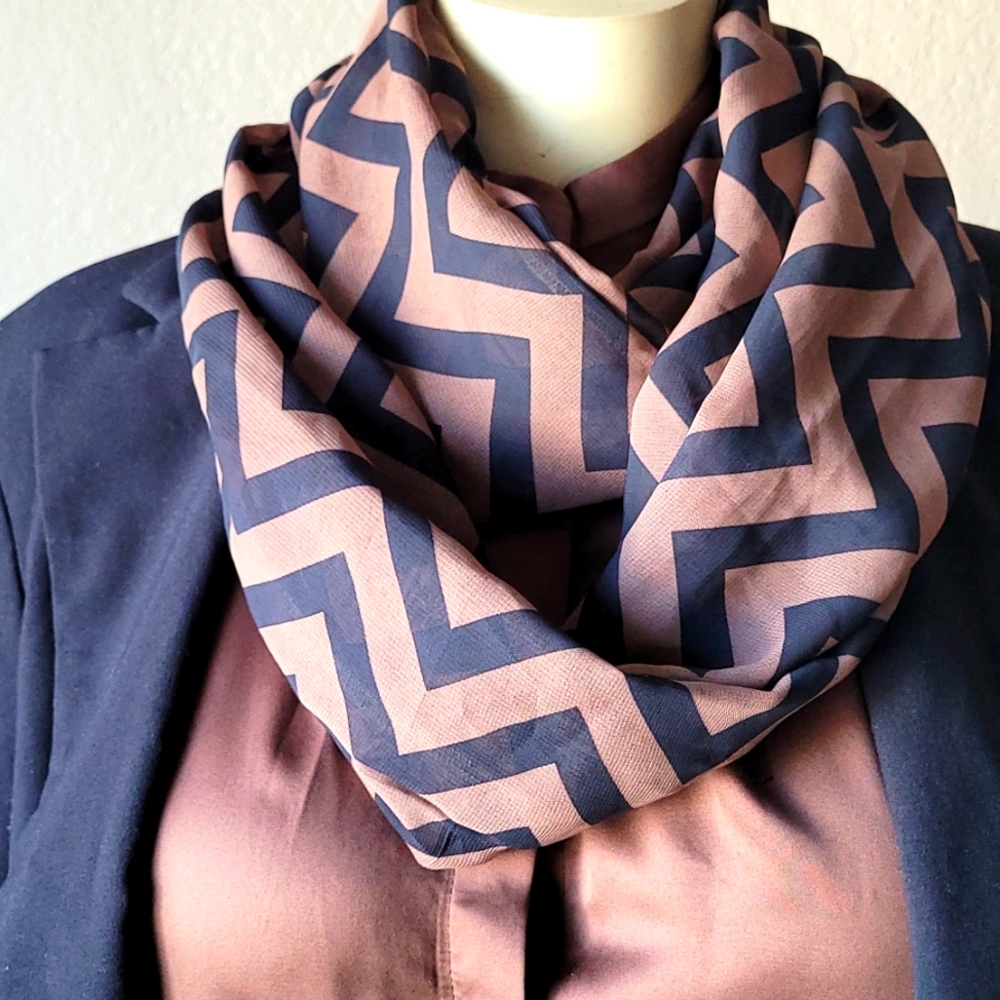 Sheer Infinity scarf brown & black chevron fall